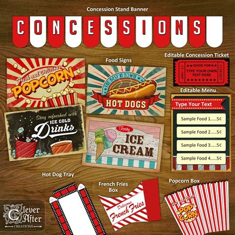 Printable Concession Stand Template